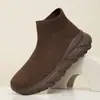 Zapatillas deportivas de caña alta para hombre, zapatillas tipo calcetín de punto flyknit, zapatos casuales sin cordones transpirables y ligeros, zapatos para hombre con suela gruesa que absorben los impactos