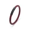 Joia Popular Estilo Coreano Pulseira de Corda de Couro Trançada à Mão para Homens Pulseira com Fecho de Aço Inoxidável Joia Simples Versátil 6mm