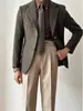 Calça de Terno de Moda Tendência de Cintura Alta para Homens, Calça de Alfaiataria Reta com Caimento, Calça Casual Versátil de Cor Sólida