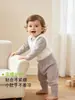 Conjunto de Pijama Ecológico de Seda Outono e Inverno para Crianças, Conjunto de Duas Peças para Bebê Outono com Mangas Longas e Calças Longas de Cintura Alta para Proteger a Barriga