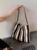 Bolso de Lona con Rayas de Diseñador para Mujer 2024 Nuevo Verano Gran Capacidad Cadena de Hombro de Alta Calidad