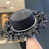 Sombrero de Paja con Encaje de Perlas Estilo Japonés Dulce para Mujer, Nuevo para Primavera y Verano, Ala Ancha, Protección Solar para Exteriores, Sombrero de Copa Blanco