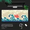 Alfombrilla de ratón con diseño de ola Ukiyo-e estilo japonés, tamaño grande, adecuada para escritorios de computadora, con el Monte Fuji, pad de teclado retro, para uso en oficina y juegos