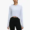 Ropa de Yoga para Mujer que Muestra el Ombligo, Top Deportivo de Fitness de Manga Larga Holgado de Secado Rápido, Top de Yoga Transpirable para Entrenamiento al Aire Libre