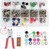 Broches Metálicos Huecos y Sólidos de Cinco Garras para Manualidades, 200 Juegos para Bebés y Niños, Botones de Presión con Caja de Herramientas, En Stock al por Mayor