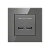 Hong Kong e Macau Exportador Vidro Cinza USB com Painel de Cinco Furos Fabricante Atacado Doméstico Duplo Transfronteiriço Multifuncional Tipo 86