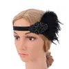 Diadema de Plumas Negras Best-Seller Transfronterizo de Amazon Diadema de Plumas Hippie Bohemia India Tocado