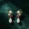 Colar de folha gota de zircônia cúbica europeu e americano, luxo transfronteiriço, de alta qualidade, conjunto de brincos e colar de moda de nicho, direto da fábrica