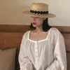 Chapéu de Palha com Aplique de Renda Europeu e Americano 2026 Novo Estilo Influenciador Digital Top Plano Proteção Solar Fashion Chapéu de Sol para Férias Chapéu de Praia