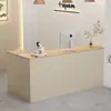 Mostrador de caja registradora de esquina estilo crema, mostrador de barra de recepción pequeño, escritorio de recepción moderno simple para tiendas de ropa, mostrador en forma de L