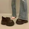 Zapatos de plataforma estilo francés con suela gruesa y punta profunda, estilo retro Birkenstock, nueva colección de otoño 2026, zapatos pequeños de cuero estilo británico con punta ancha