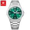 Relógio marca Oulishi, mesmo estilo do Audemars Piguet, ultrafino, calendário duplo, pulseira de aço, relógio masculino de quartzo moderno, luminoso, relógio à prova d'água
