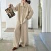 Estilo Coreano Estilo Perezoso Ropa Casual Retro con un Conjunto Completo de Suéteres, Cárdigans, Pantalones de Pierna Ancha de Punto, Conjunto de Dos Piezas para Mujer Otoño e Invierno