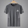 Camiseta de Seda de Gelo Masculina Gola Redonda Secagem Rápida Roupa Manga Curta Verão Fina Respirável Meia Manga Tamanho Grande Top Masculino Esportivo Solto Tendência
