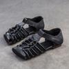 2026 Nuevas Sandalias de Velcro Cómodas para Mujer, Retro Romano, Cuadradas, Transpirables, Ligeras, Tejidas, Huecas, de Primavera y Verano