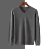 Novedad Otoño e Invierno 2024 Tejido de Cachemir para Hombre de Manga Larga Versátil, Cómodo, Amigable con la Piel, Holgado y Suave, Cuello en V, Ropa Interior