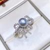 Acessórios DIY S925 Prata Esterlina Elegante Menina Pérola Anel Anel Suporte de Ar Prata Feito à Mão Material Suporte de Anel de Prata