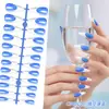 Extensões de Unha Brancas Pontiagudas Longas Estilo Francês, Color Sólida, Press-On, 24 Peças, Tamanhos Variados, Formato de Tira, Atacado