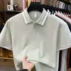 Camisa Polo de Verano 2026 para Hombre con Mangas Cortas, Transpirable, Casual, Cómoda, Transpirable, Rayas Bloque de Color, Camiseta de Corteholgado