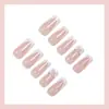 Uñas Blancas Dulces Francesas Transfronterizas Europeas y Americanas de Venta Caliente Uñas Portátiles Manicura de Moño Uñas Portátiles Uñas Postizas Productos Terminados