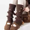 Meias-calças de tricô com punho abotoado estilo retrô coreano para mulheres, outono e inverno, versáteis, modeladoras e quentes.