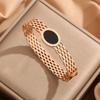 Moda Transfronteriza Pulsera de Acero de Titanio Caliente Femenina No Descolorante Elegante Versátil Personalidad Completa de Diamante Pulsera de Lujo Ligero Red Social Venta al por Mayor