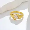 Anillo de Acero Inoxidable con Diamante Ovalado, Diseño de Moda Popular en Europa y América, Sensación de Alta Gama, Versátil para el Uso Diario, Estilo Sencillo, En Stock, Fácil de Combinar