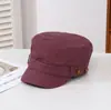 Boina Retro Otoño e Invierno para Mujer con Visera de Cuero PU Cuadros Gorra de Periodista Literaria Que Resalta la Cara Pico de Pato Octogonal Nuevo Estilo