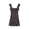 Vestido Corto Sexy de Tirantes con Pliegues y Cuadrado al Cuello para Mujer, Espalda Descubierta, Estilo A, Europeo y Americano, Transfronterizo 17091159