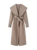 Abrigo de Lana Holgado Casual para Mujer, Estilo Nuevo Invierno 2026, con Cuello Grande y Cinturón