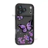 Capa Protetora Roxo Retro Borboleta Floral para Celular Iphone17Pm Silicone Fosco Concha Macia Capa de Celular para Menina Multicolor
