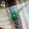 Pingente de paz em ágata verde natural, pingente totalmente em jade, corrente de suéter em calcedônia verde estilo chinês, pingente de jade para presente no atacado