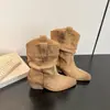 Botas de punta fina apiladas de piel de vaca súper suaves para mujer, nuevas botas vaqueras de tacón alto 2026, botas de montar versátiles, botas Martin