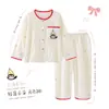 Pijama para niñas, colección primavera y otoño, de manga larga, con estampado de nubes, algodón fino, nuevo estilo de otoño, para niñas de talla mediana y grande, ropa de estar por casa moderna