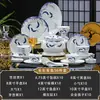 Juego de vajilla de cerámica Jingdezhen, porcelana azul y blanca de alta temperatura, cuencos y platos de porcelana fina coloreada bajo vidriado para uso doméstico, regalo de inauguración de casa o boda.
