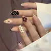 Uñas postizas de diseño francés de lunares para almond whitening, hechas a mano, transfronterizas, de alta calidad, desmontables, 24 piezas