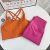 Traje deportivo de fitness para mujer, ropa interior de lijado con espalda cruzada, transfronterizo, desnudo, cintura alta, cadera, pantalones de yoga, conjunto de dos piezas