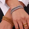 Moda Ins Europea y Americana Simple Popular Joyería de Mano Nicho Retro Acero Inoxidable Chapado en Oro de 18K Pulsera Elástica de Cuentas