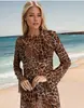 Vestido de Verão Feminino Estampa de Leopardo Costas Abertas Manga Sino Novo Estilo Ins Amazon Transfronteiriço Europeu e Americano 2025