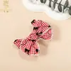 Pinza para el cabello de tela con lazo retro para niñas europeas y americanas Estampado de tela a cuadros Pinza todo incluido para bebé Accesorios para niños Venta al por mayor