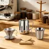 Ferramentas de café para latte art em aço inoxidável: copo de extração, jarra para espumar leite, jarra para latte art com marcações, filtro pour-over e papel de filtro