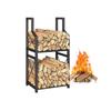Estante Pequeño de Hierro para Leña Estante de Almacenamiento de Troncos de Leña Multicapa Estante Apilable Estante de Almacenamiento de Troncos para Interiores y Exteriores Junto a la Chimenea