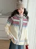 Ropa para niños, colección de otoño para niñas, cárdigan con capucha, nuevo estilo 2026, para niñas de talla mediana y grande, colección de primavera y otoño, suéter Fair Isle