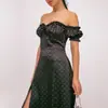 Outono de 2026 Novo Vestido Longo Transfronteiriço Europeu e Americano Comércio Exterior Roupas Femininas Casual Sexy Sem Alças Ombro a Ombro Fenda Saia de Bolinhas