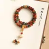 Nuevo Pulsera de Raíz de Bodhi Estilo Chino con Ricas Cuentas de Ábaco de Dunhuang, Diseño de Doble Círculo, Adecuado para Estudiantes, Suave y Elegante, Pulsera de Cuentas de Oración Budista al por Mayor