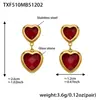 Acero Inoxidable Corazón Cortado Borde de Pan Piedra de Vidrio Bola de Acero Conjunto de Collar Pulsera Aretes Chapado en Oro Real de 18K Que No Se Desvanece
