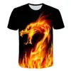 Tendência da Moda Nova 2024 AliExpress Camiseta Redonda Estampada 3D Série Galo Manga Curta Estilo Moda de Rua