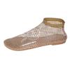 Sandalias de Verano 2026 Estilo Nuevo con Punta Redonda y Diseño Hueco, Estilo Celebridad de Internet, Botines Cortos Decorados con Pedrería, Zapatos Planos Romanos Sexy Transfronterizos de Talla Grande