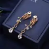 Nuevos Pendientes de Novia 2025 Incrustados con Estilo Clip para Oreja Pendientes sin Perforación Accesorios para Vestido de Brindis Joyería de Boda Pendientes