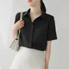 Camisa de Satén con Puntos para Mujer 2025 Primavera y Otoño Nueva Color Sólido Camisa Profesional Estilo Coreano Holgada Camisa Superior para Mujer Tendencia